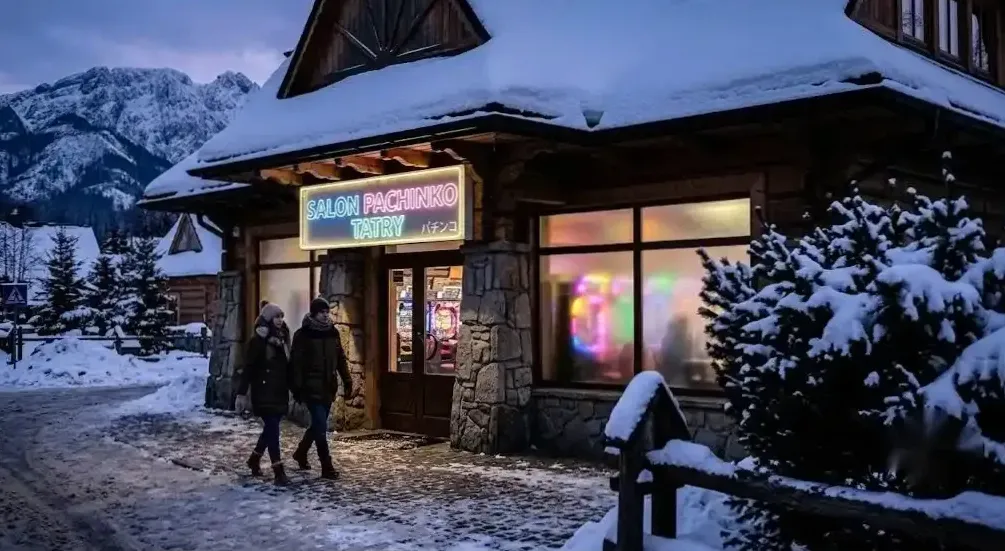 Wnętrze Cristal Casino — sala automatów pachinko