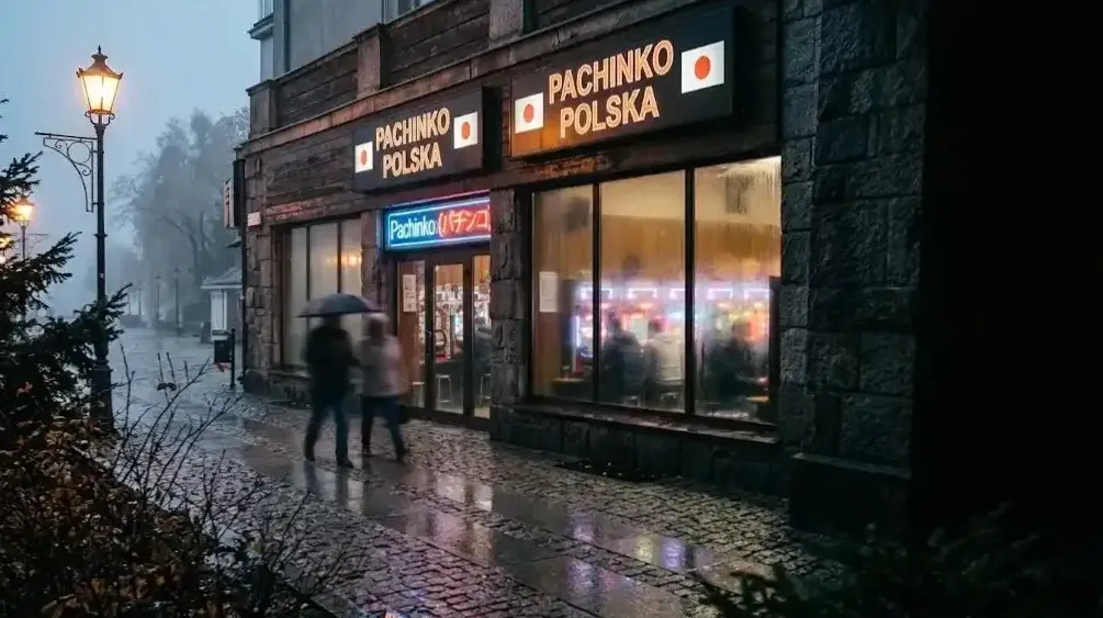 Neonowe logo klubu nocą